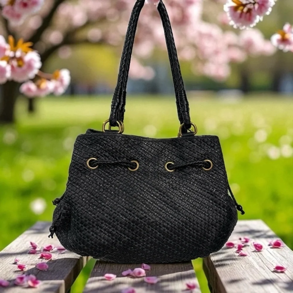 The Sak Black Woven Hobo Bag